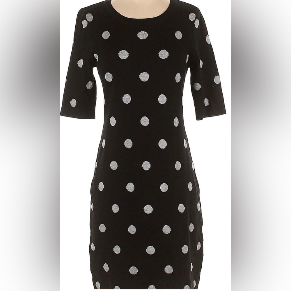 41 Hawthorn Black white polka dot bodycon sweater dress